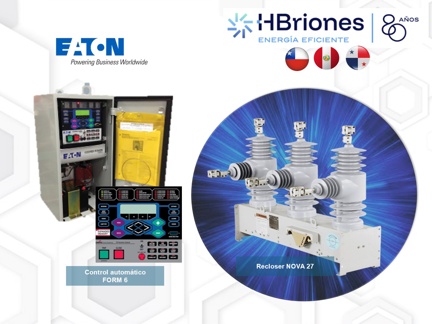 Recloser NOVA 27 KV, 630A, 12.5kA, 125kVBIL con MODELO FORM 6