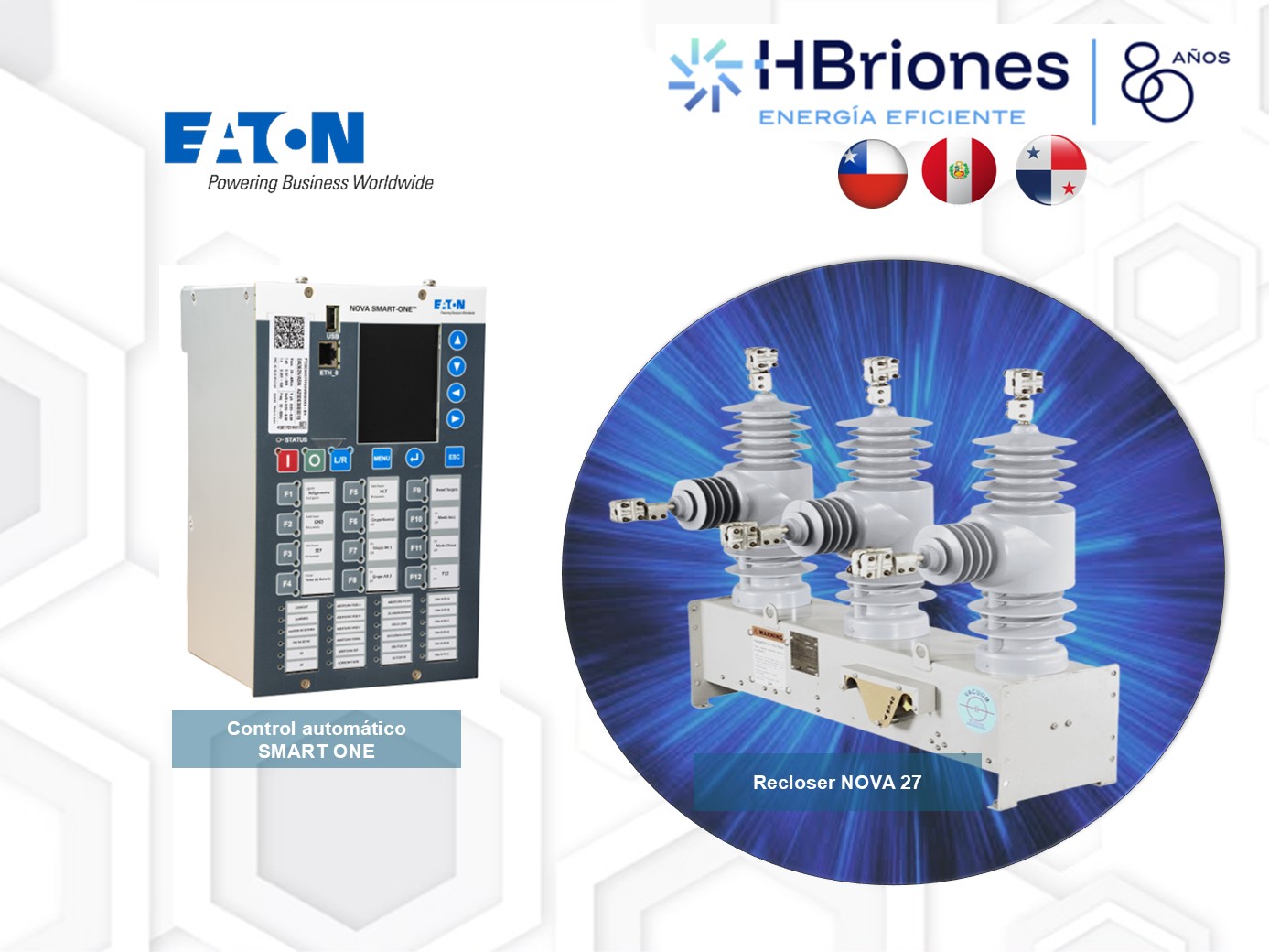 Recloser NOVA 27 KV, 630A, 12.5kA, 150kVBIL con MODELO SMART ONE