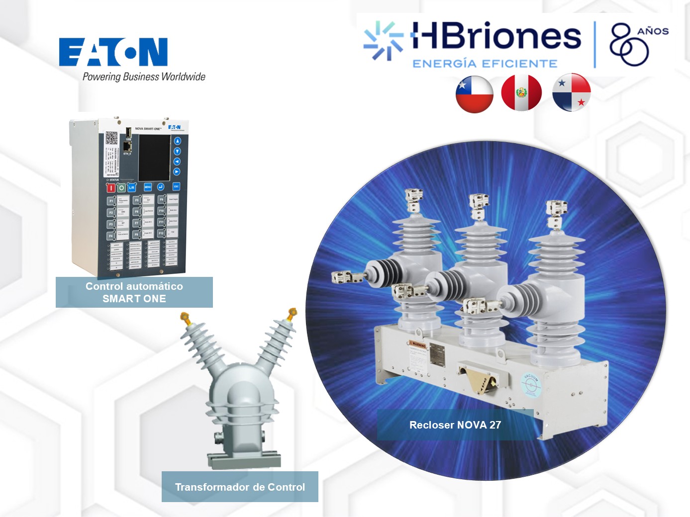 Recloser NOVA 27 KV, 630A, 12.5kA, 150kVBIL con MODELO SMART ONE, incluye Transformador de control
