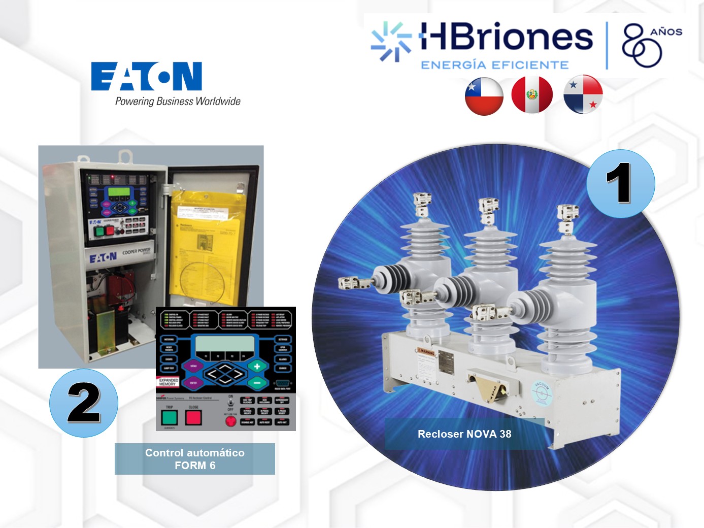Recloser NOVA 38 KV, 630A, 16kA, 200/170kVBIL con MODELO FORM 6
